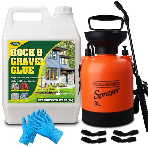 5L Colle de Paillis avec Pulvérisateur - Stabilisant de Gravier à Séchage Rapide, Non Toxique et Durable pour Gravier de Pois, Galets, Écorces et Bois - Liant Extérieur pour Paysage