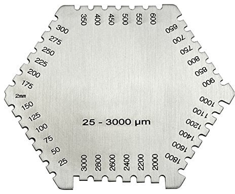 RIVERWELD Hexagonal Wet Film Comb Thickness Gauge Card 25-3000 um Measurement Thickness for Paint and Coating