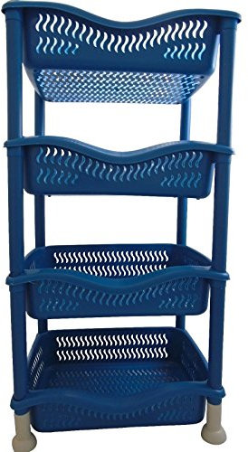 A406 4 Tier Stackable Rectangular Vegetable Rack kitchen Garage Storage Utility (Blue)