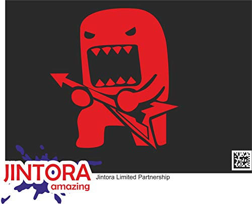 JINTORA - Autoaufkleber Tuning - Auto Aufkleber - Rock Domo mit Gitarre - 108x99 mm -Auto Sticker Bus Fenster Heckscheibe Camper wetterfest Outdoor Sticker Auto Deko LKW Tuning Selbstklebend - rot