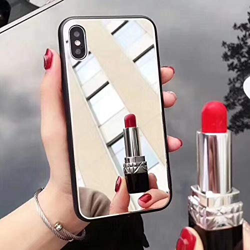Shinyzone Mirror Case for iPhone XR 6.1 inch,Stylish Silver Hard PC Back Shell,Flexible Rubber Gel Bumper Edge Mirror Makeup Cover for iPhone XR 6.1 inch,Silver Mirror
