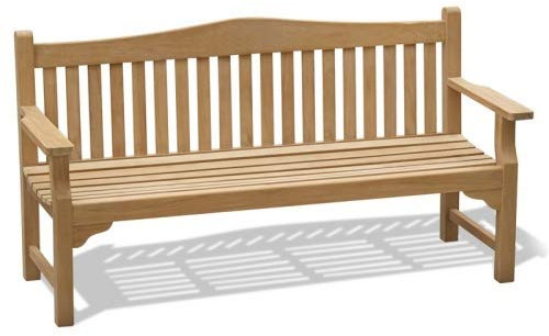 Teako Design Gartenbank Catania wetterfest Teakholz massiv Auflage & Farbe rot, Breite 150 cm Terrassenbank Gartenmöbel Terrassenmöbel