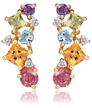 14 Karat 585 Gold Ohrstecker Ohrringe Minimalist Schmuck mit Natürlicher Edelstein für Damen Mädchen - Größe: 14 * 6 mm