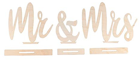 Rayher Holzmotive Mr & Mrs, 42 x 14,5 x 2 cm, Set 6-teilig, zum Stellen, Holz, FSC zertifiziert, natur, Holz-Dekoration Hochzeit, zum Basteln und Bemalen, 62937505