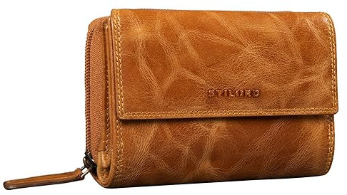 STILORD 'Thea' Damen Geldbeutel Leder RFID Geldbörse Groß Vintage Portemonnaie für Frauen NFC Schutz Ledergeldbörse mit Reißverschluss in Geschenkbox Echtleder, Farbe:Perugia-braun