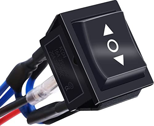 mxuteuk DC 12V Verriegelung Wippschalter 6poliger Kippschalter Motor Polarität Umkehrschalter 10A 3Position 6Pins EIN/Aus/EIN DPDT-Wipptaster Motorpolumkehrsteuerung schalter mit Kabel KCD4-203JT-X