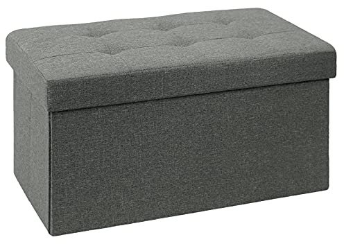 BRIAN & DANY Faltbarer sitzhocker Leinen Sitzbank mit Stauraum, Dunkelgrau, 76 x 38 x 38cm