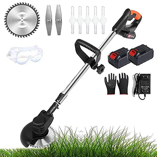 24V Cordless Strimmer Lawn, Garden Strimmers Electric Telescopic, Weed Grass Trimmer with Battery Li-Ion X2 90° Adjustable Head Telescopic Handles for Yard and Garden Black
