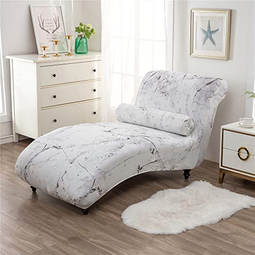 Surwin Chaiselongue Schonbezüge, Ohne Armlehne Liegesessel Stuhlbezug Stretch Modern Relaxliege Schonbezug für Wohnzimmer, Schlafzimmer, Lounge (1PC,weisser Marmor)