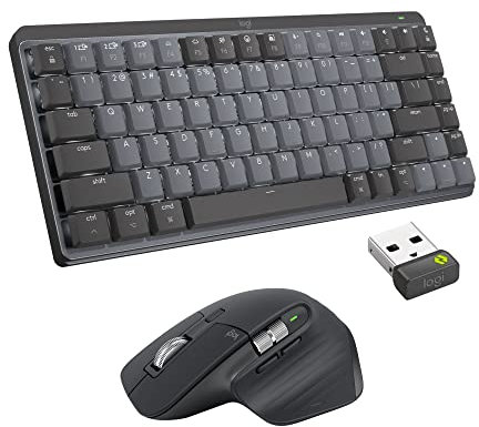 Logitech Kit MX Mechanical Mini TKL, tastiera wireless illuminata, Tactile Quiet e mouse wireless Bluetooth MX Master 3S Performance, macOS, Windows, Linux, iOS, Android, US Internazionale - Grigio
