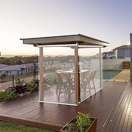 FUFU Roller Shade Blind Outdoor Clear Vinyl Roller Shades,Premium PVC Tarp, Anti-Tear, Waterproof, UV Resistant Plastic Roll Up Blind With Fitting,for Greenhouse(Size:60cm×80cm(23.6×31.4))