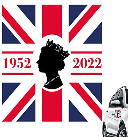 2 Stück Queen Gedenkaufkleber | British Queen Autoaufkleber | Gedenkkönigin Elizabeth II Aufkleber Dekoration für Autofenster, Königin Jubiläum Flagge Aufkleber