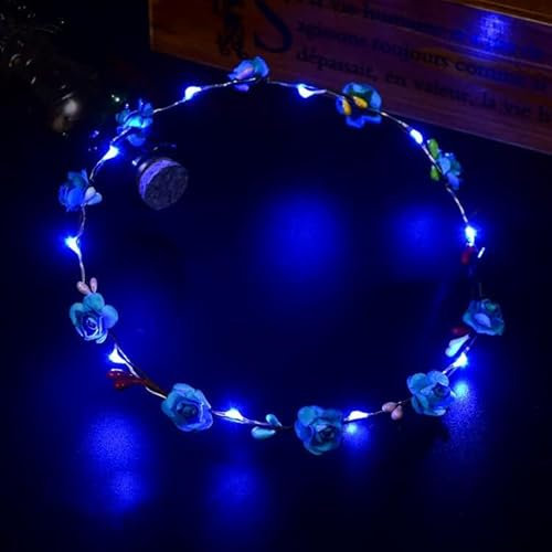 LEEMASING Diadema con luz LED para mujer, corona parpadeante, corona de pelo para niñas, bodas, festivales, Navidad, Año Nuevo, fiesta (azul)