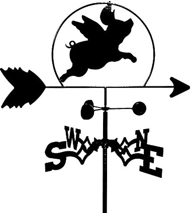 EICOFF Wetterfahne, fliegendes Schwein, Silhouette, Orientierungsanzeiger, Wetterhahn aus Edelstahl, Messwerkzeug mit Rostschutzbeschichtung für Tierdekorationen im Freien