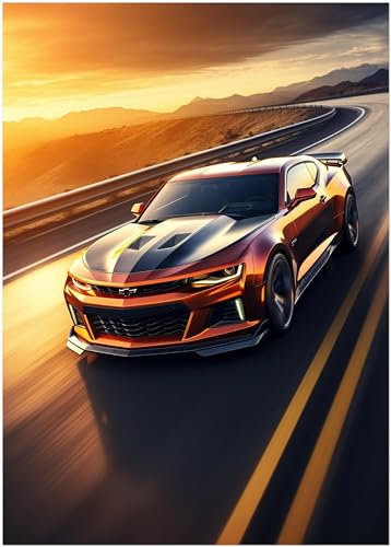 Generisch Auto Poster oder Leinwand - Chevrolet Camaro Sportwagen - Muscle Car Wandbild Kunstdruck P425N (Leinwand, 50x70 cm)