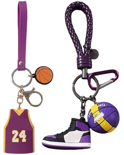 KJoet 2Pcs Porte-Clés de Basketball, Porte Clés Maillot, Porte Clef Pendentif Basketball, Ornements de Sac à Dos, Souvenirs, Cadeau d'Anniversaire pour Fans de BasketBall