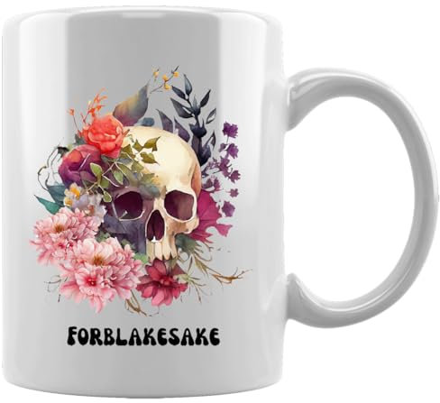 Forblakesake Floral Skull Keramikbecher Weißes Kaffee Tee Wasser Tasse Büro Home Ceramic White Mug Cup