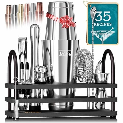 Kit per cocktail professionale, kit da barista mixology, set da 14 pezzi, accessori per bar Martini Home, accessori per barista e bar, 35 biglietti di ricetta, set regalo (shaker Boston da 800 ml,