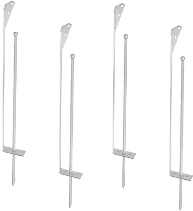 4 Sturmanker für Zäune mit Erdnagel, Gesamthöhe ca. 640 mm - feuerverzinkt