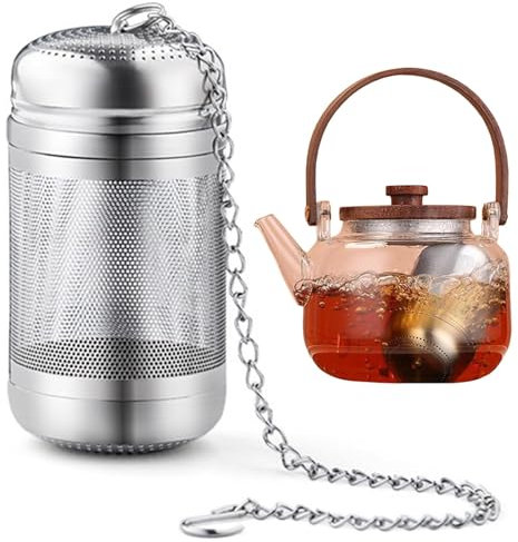 Wekuw Infuseur Thé, Filtre a The Inox Filtre Theiere Diffuseur Thé Infuseur a The Passoire à Thé avec Chaîne et Couvercle pour Thé Vrac, Épices, Herbes, Café