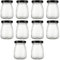 ASelected 10Pcs Clear Glass Bottles With Pretty Black Lids 100 Ml Pudding Yogurt Pots Small Jars for Snacks, Candies, DIY Projects