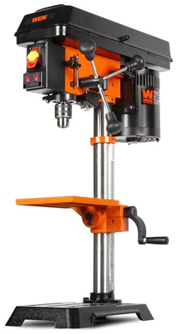WEN 10-Inch Benchtop Drill Press, Chuck Key Storage, Laser Guide, 6.2-Amp 5-Speed Motor with Cast Iron Construction, Laser and LED Work Light (DP1050)