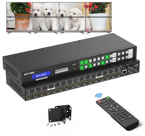 MT-VIKI 4K Seamless HDMI Matrix Switch 8x8 mit Web Control HDMI Video Wall Controller 4x2 4K@30Hz 3.5mm Audio Stereo Keine Drehung