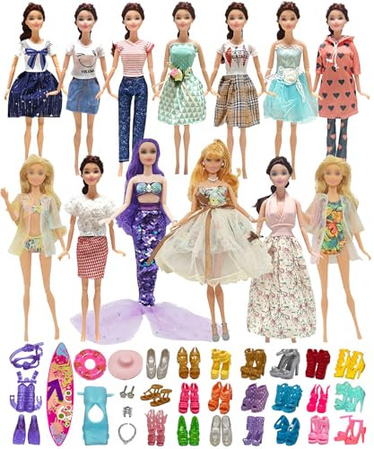 Walenbily 52 Pezzi Moda Bambola Vestiti e Accessori 30cm Costume da Bagno per Bambole Set Include Abiti Scarpe Muta Adatto per Bambole da 11,5 Pollici