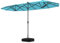 COSTWAY Grand Parasol de Jardin Exterieur avec Pied, 400 x 200 cm, Parasol Double XXL avec LED Solaire et Manivelle, 8 Personnes, Toile en Polyester, pour Terrasse, Patio, Piscine (Turquoise)