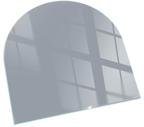 Kamin Bodenplatte Glas 100x100 cm Rundbogen Herdboden Polierte Kanten Bodenbelag Wasserdicht Wohnzimmer Schutz vor Glut Schutz vor Kontamination Schutz vor Schäden - Farbe Grau