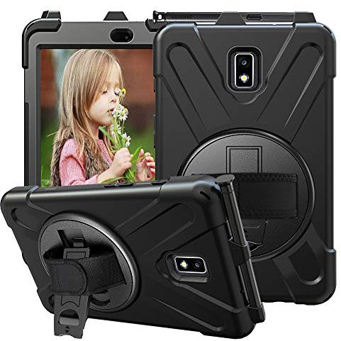 CCMAO Galaxy Tab Active 2 8.0 Funda, SM-T390/T395 Funda, [Correa de Mano] 360 Grados Giratorio Kickstand Cuerpo Completo Impacto Funda Protectora para Samsung Galaxy Tab Active 2 8.0 SM-T390/T395