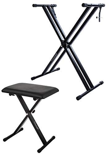 Double Braced X Frame Music Piano Keyboard Stand & Chair Set by Crystals® (Double Braced Stand + Chair)