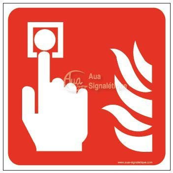 Panneau Point D'alarme Incendie F005 - ISO 7010 (Vinyle adhésif, 130 x 130 mm)
