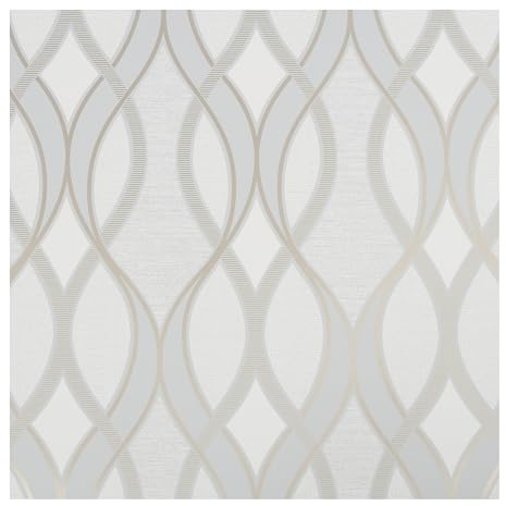 Sublime Ribbon Geo Wallpaper, Grey/Gold