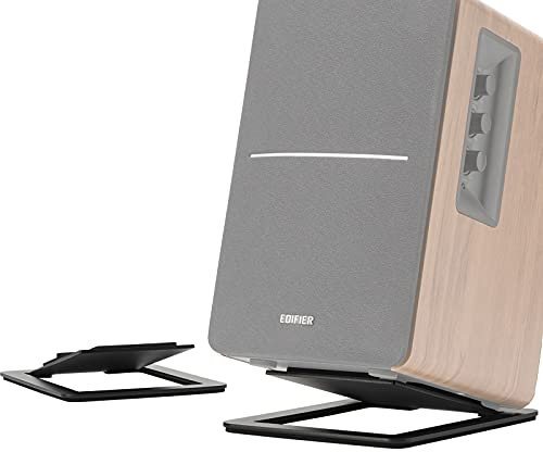7 Desktop Speaker Stands for Midsize Bookshelf Speakers, Studio Monitor Vibration Damping Tilted Tabletop Stands, Black - Pair