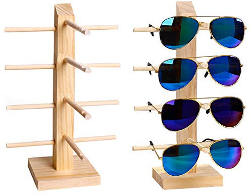 Liuer Porte Lunettes en Bois 2PCS Support de Lunettes Lunettes de Soleil Présentoir De Lunettes Convient aux Lunettes de Soleil,Lunettes Myopia,Miroir,Lunettes de Lecture