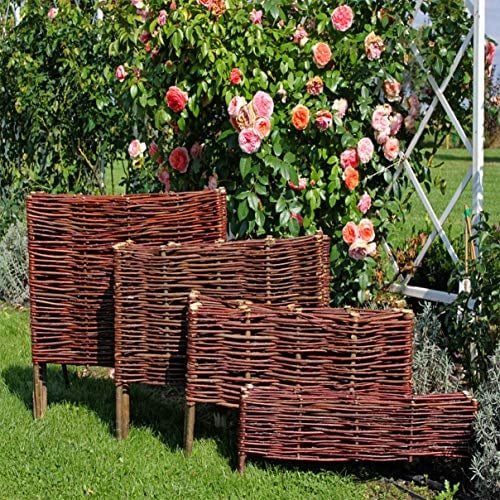 HELO Weidenzaun Beeteinfassung Weide Palisade Beetumrandung Beet Natur Begrenzung (1 Stück, 10 x 60 cm)