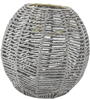 Baoblaze Pendelleuchtenschirm Retro-Stil Leuchte Rattan Lampenschirm für Aufenthaltsraum Schlafzimmer Hotel Dekoration, Rund Grau