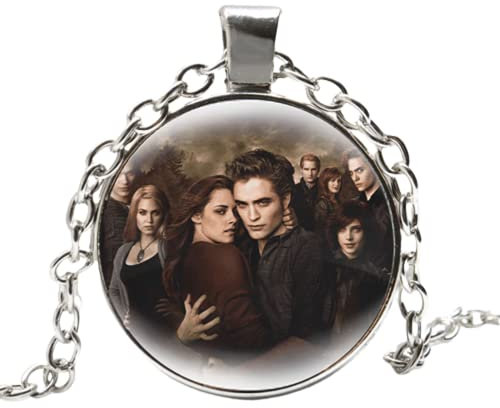 Twilight Movie Necklace Vampir Bella Edward Jacob Renesmee Charakter Portraits Glass Dome Pendant Necklaces Men Women Jewelry, 3