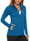 MAGCOMSEN Women's Long Sleeve Zip Shirts Outdoor UPF 50+ UV Sun Protection Quick Dry Tops Running Sports Casual T Shirts Blue Green