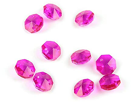 Kronleuchter Kristall Prismen Anhänger Kristallglasprismen achteckige Perlen mit 1 Loch/2 Löchern Lampenglas-Kronleuchterteile for hängende Dekoration Crystals Lighting Lamp Ersatzteile ( Color : Rose