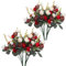 Houda Künstliche Seidenblumen, Rosen, Blumen-Dekoration, Blumenstrauß (Rot, Kaffee), 4 Stück