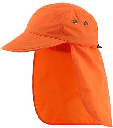 Magracy Herren Sommer UPF 50+ Fischerhut mit Nackenklappe Sonnenschutz Kappe Orange