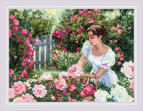 Riolis Kreuzstich Set Im Garten, Zählmuster, 40x30cm