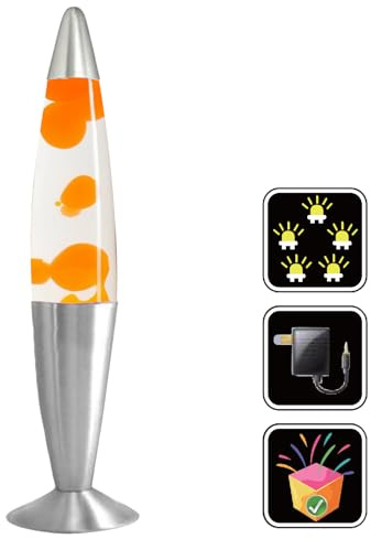 7even LED Lava Lampe Rakete 35cm Silber - weiss Purple (Silber - Orange)