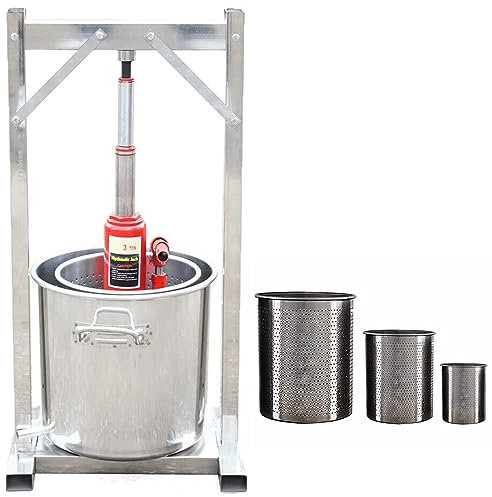 ZUMAHA DIY Large Fruit Honey Presser, Stainless Steel Manual ExtractorBeeswax Presser, Cider, Grape, Press Extractor for Wine and Juice Making with Keg and Strainer,36L