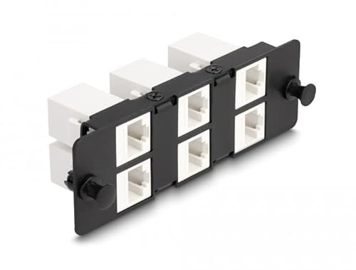 DeLOCK Keystone-Adapterplatte mit 6 Anschlüssen, Schwarz. Marke: