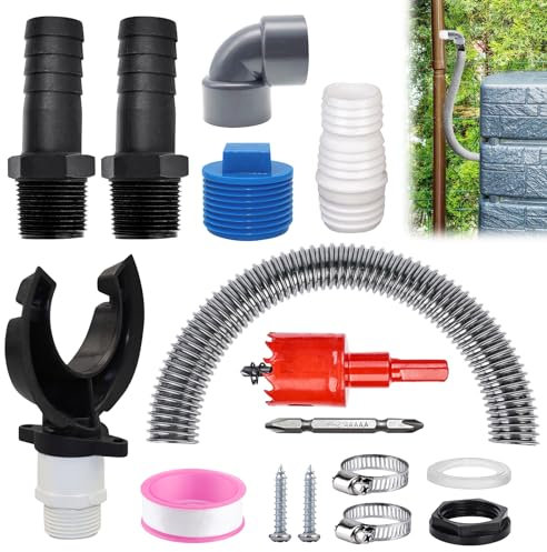 Colector de Agua de Lluvia 70-110 mm, Colector de Lluvia, Recuperador de Agua de Lluvia, Kit Desviador de Barril de Lluvia, Juego de Diversor para Barriles de Lluvia con 50 cm Manguera Flexible