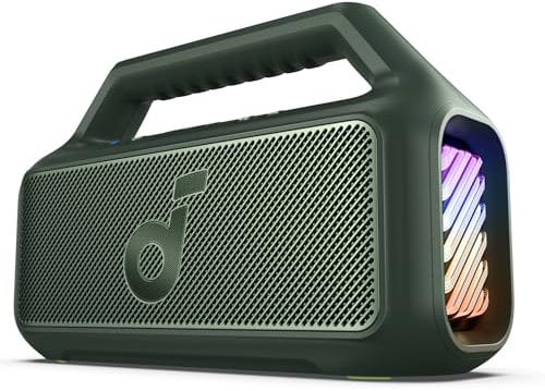 soundcore by Anker, Boom 2 Outdoor-Lautsprecher, 80W, Subwoofer, BassUp 2.0, 24h Akku, IPX7 Wasserdicht & Schwimmt, LED-Licht, USB-C, EQ, BT 5.3, Mobiler Bluetooth-Speaker(Generalüberholt)
