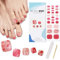 Boloshine Semi Cured Gel Toenail Strips, 26PCS Full Cover Self Adhesive Toe Nail Polish Strips Manicure Stickers, Salon-Quality Long Lasting Pedi Nail Wrap (Sweetheart Strawberry)